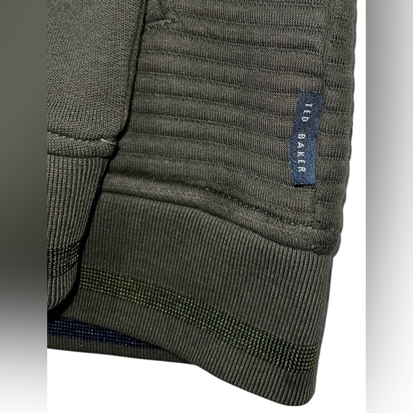 Ted Baker London Quilted Full Zip Jacket Men’s 3 Med Olive Green Sardin * flaws - Picture 3 of 10